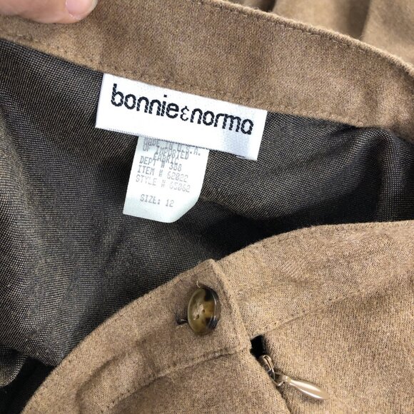 Bonnie & Norma Maxi Skirt Size 12 Brown Pleated Fall Flowy Silhouette Preppy - Picture 7 of 8